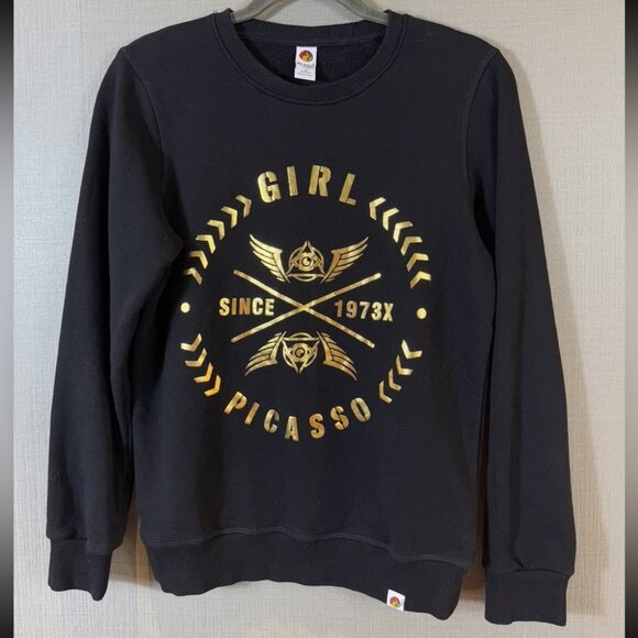 Picasso Black Gold Graphic Crewneck Sweater - Picture 1 of 7